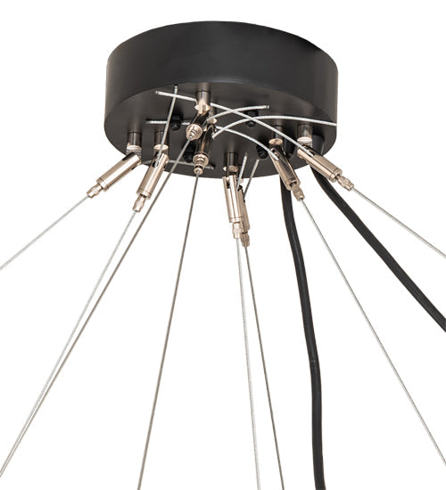 Meyda Lighting Bola 54" 12-Light 2-Tier Solar Black Chandelier With Clear Seeded Shade Glass