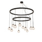 Meyda Lighting Bola 54" 12-Light 2-Tier Solar Black Chandelier With Clear Seeded Shade Glass