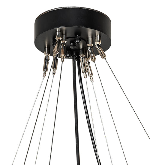 Meyda Lighting Bola 59" 12-Light 2-Tier Solar Black Cascading Chandelier With Clear Seeded Shade Glass