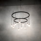 Meyda Lighting Bola 59" 12-Light 2-Tier Solar Black Cascading Chandelier With Clear Seeded Shade Glass