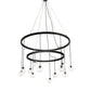 Meyda Lighting Bola 59" 12-Light 2-Tier Solar Black Cascading Chandelier With Clear Seeded Shade Glass