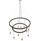 Meyda Lighting Bola 59" 12-Light 2-Tier Solar Black Cascading Chandelier With Clear Seeded Shade Glass