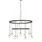 Meyda Lighting Bola 59" 12-Light 2-Tier Solar Black Cascading Chandelier With Clear Seeded Shade Glass