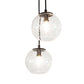 Meyda Lighting Bola 59" 12-Light 2-Tier Solar Black Cascading Chandelier With Clear Seeded Shade Glass