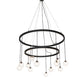 Meyda Lighting Bola 59" 12-Light 2-Tier Solar Black Cascading Chandelier With Clear Seeded Shade Glass