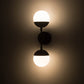 Meyda Lighting Bola 6" 2-Light Satin Black & Wrought Iron Deux Wall Sconce With White Opal Shade Glass