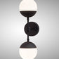 Meyda Lighting Bola 6" 2-Light Satin Black & Wrought Iron Deux Wall Sconce With White Opal Shade Glass
