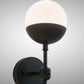 Meyda Lighting Bola 6" 2-Light Satin Black & Wrought Iron Deux Wall Sconce With White Opal Shade Glass