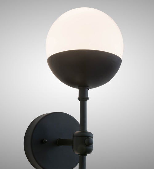 Meyda Lighting Bola 6" 2-Light Satin Black & Wrought Iron Deux Wall Sconce With White Opal Shade Glass
