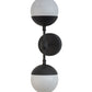 Meyda Lighting Bola 6" 2-Light Satin Black & Wrought Iron Deux Wall Sconce With White Opal Shade Glass