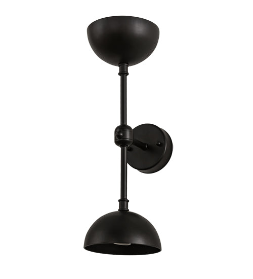 Meyda Lighting Bola 6" 2-Light Solar Black Deux Wall Sconce With Smoke Shade Glass