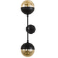 Meyda Lighting Bola 6" 2-Light Solar Black Deux Wall Sconce With Smoke Shade Glass