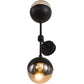 Meyda Lighting Bola 6" 2-Light Solar Black Deux Wall Sconce With Smoke Shade Glass