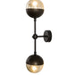 Meyda Lighting Bola 6" 2-Light Solar Black Deux Wall Sconce With Smoke Shade Glass