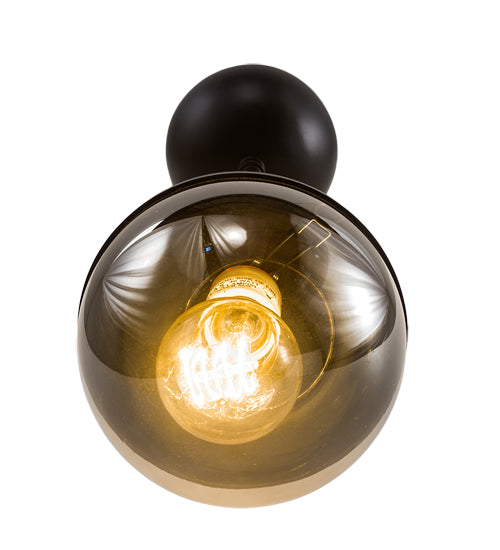 Meyda Lighting Bola 6" 2-Light Solar Black Deux Wall Sconce With Smoke Shade Glass