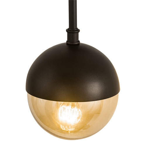 Meyda Lighting Bola 6" 2-Light Solar Black Deux Wall Sconce With Smoke Shade Glass