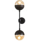Meyda Lighting Bola 6" 2-Light Solar Black Deux Wall Sconce With Smoke Shade Glass