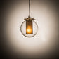Meyda Lighting Bola 6" Champagne Metallic Cilindro Mini Pendant Light With Amber & Clear Shade Glass