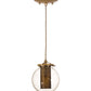 Meyda Lighting Bola 6" Champagne Metallic Cilindro Mini Pendant Light With Amber & Clear Shade Glass