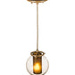 Meyda Lighting Bola 6" Champagne Metallic Cilindro Mini Pendant Light With Amber & Clear Shade Glass