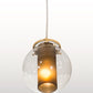 Meyda Lighting Bola 6" Champagne Metallic Cilindro Mini Pendant Light With Amber & Clear Shade Glass