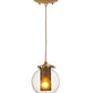Meyda Lighting Bola 6" Champagne Metallic Cilindro Mini Pendant Light With Amber & Clear Shade Glass