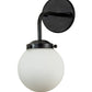 Meyda Lighting Bola 6" Matte Black Wall Sconce With White Shade Glass