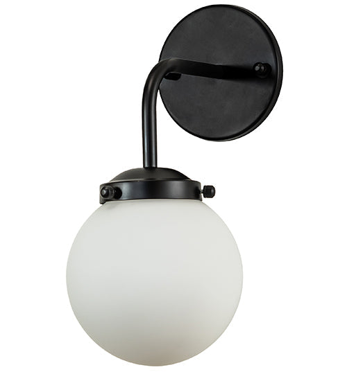 Meyda Lighting Bola 6" Matte Black Wall Sconce With White Shade Glass