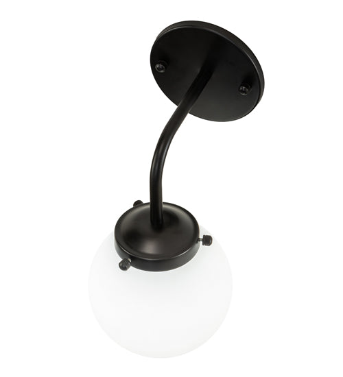 Meyda Lighting Bola 6" Matte Black Wall Sconce With White Shade Glass