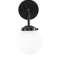 Meyda Lighting Bola 6" Matte Black Wall Sconce With White Shade Glass