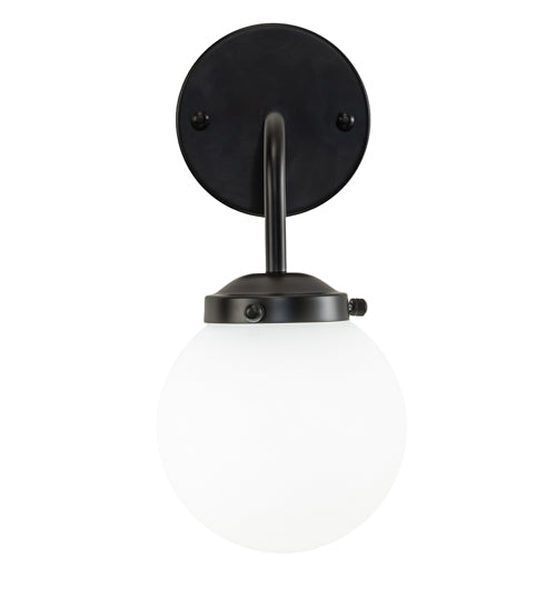 Meyda Lighting Bola 6" Matte Black Wall Sconce With White Shade Glass