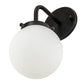 Meyda Lighting Bola 6" Matte Black Wall Sconce With White Shade Glass