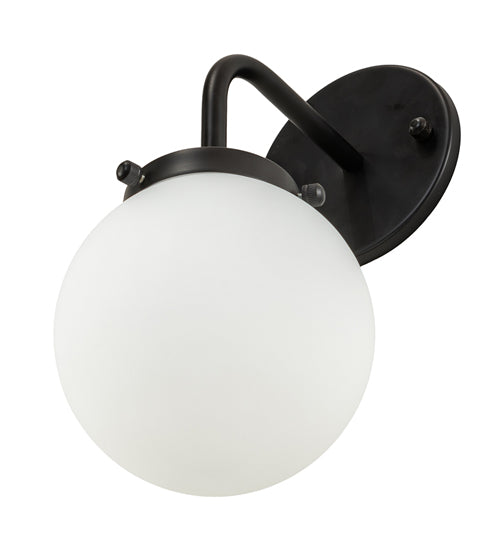 Meyda Lighting Bola 6" Matte Black Wall Sconce With White Shade Glass