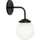 Meyda Lighting Bola 6" Matte Black Wall Sconce With White Shade Glass