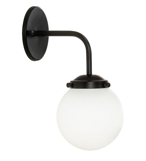 Meyda Lighting Bola 6" Matte Black Wall Sconce With White Shade Glass