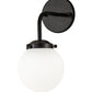 Meyda Lighting Bola 6" Matte Black Wall Sconce With White Shade Glass