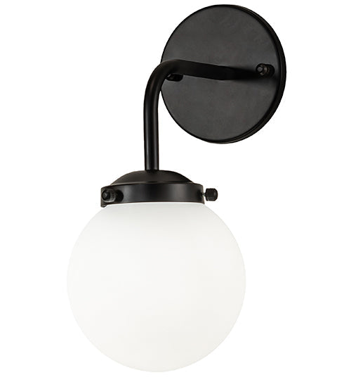 Meyda Lighting Bola 6" Matte Black Wall Sconce With White Shade Glass