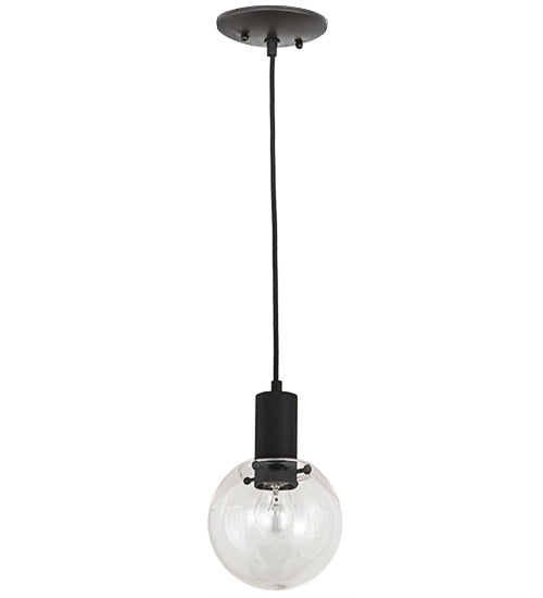 Meyda Lighting Bola 6" Textured Black Mini Pendant Light With Clear Crystal Idalight Shade Glass