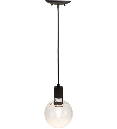 Meyda Lighting Bola 6" Textured Black Mini Pendant Light With Clear Crystal Idalight Shade Glass
