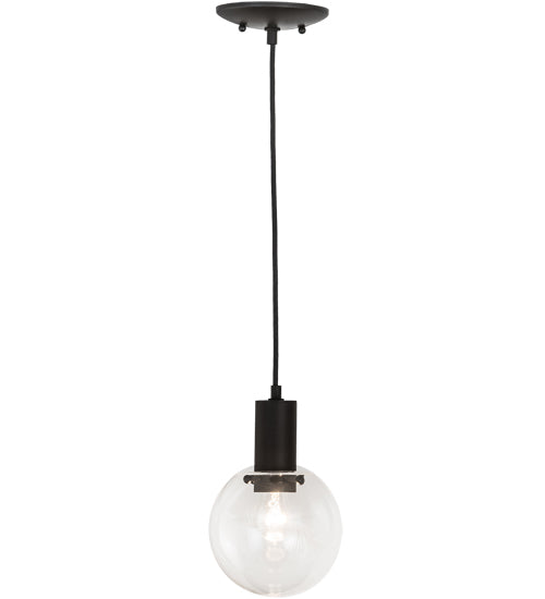Meyda Lighting Bola 6" Textured Black Mini Pendant Light With Clear Crystal Idalight Shade Glass