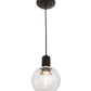 Meyda Lighting Bola 6" Textured Black Mini Pendant Light With Clear Crystal Idalight Shade Glass
