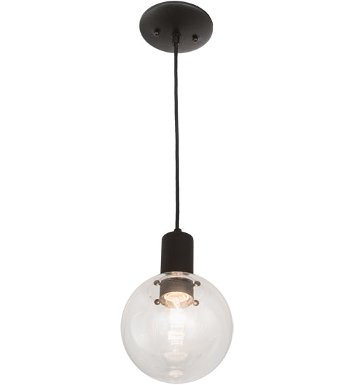 Meyda Lighting Bola 6" Textured Black Mini Pendant Light With Clear Crystal Idalight Shade Glass