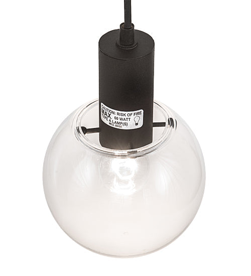 Meyda Lighting Bola 6" Textured Black Mini Pendant Light With Clear Crystal Idalight Shade Glass