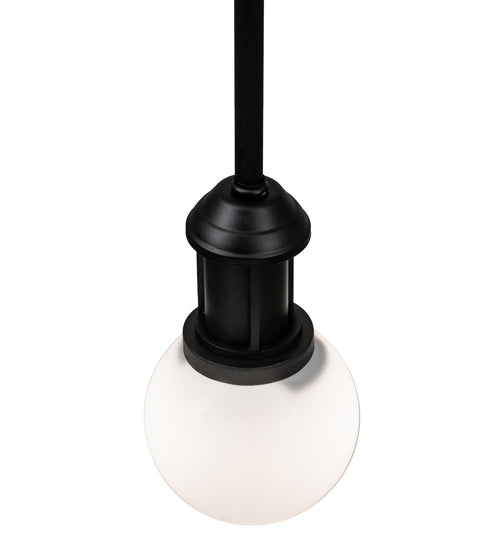 Meyda Lighting Bola 6" Textured Black Pendant Light With White Statuario Idalight Shade