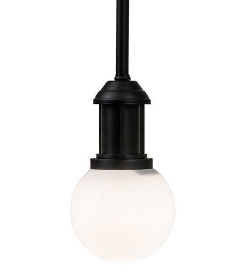 Meyda Lighting Bola 6" Textured Black Pendant Light With White Statuario Idalight Shade