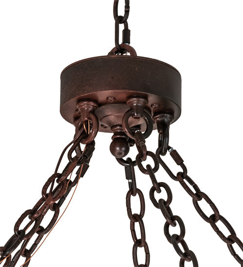 Meyda Lighting Bola 60" 20-Light 2-Tier Rustic Nail Tavern Chandelier With Contrail Mist Idalight Shade