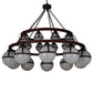 Meyda Lighting Bola 60" 20-Light 2-Tier Rustic Nail Tavern Chandelier With Contrail Mist Idalight Shade
