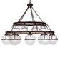 Meyda Lighting Bola 60" 20-Light 2-Tier Rustic Nail Tavern Chandelier With Contrail Mist Idalight Shade
