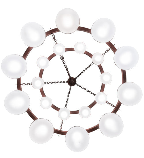 Meyda Lighting Bola 60" 20-Light 2-Tier Rustic Nail Tavern Chandelier With Contrail Mist Idalight Shade