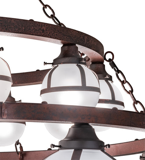 Meyda Lighting Bola 60" 20-Light 2-Tier Rustic Nail Tavern Chandelier With Contrail Mist Idalight Shade
